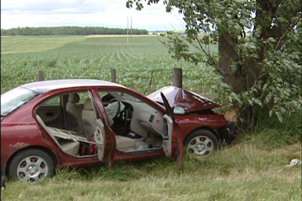 Two people were injured in a two-car crash in Wallenstein, Ont. on june 28, 2011.