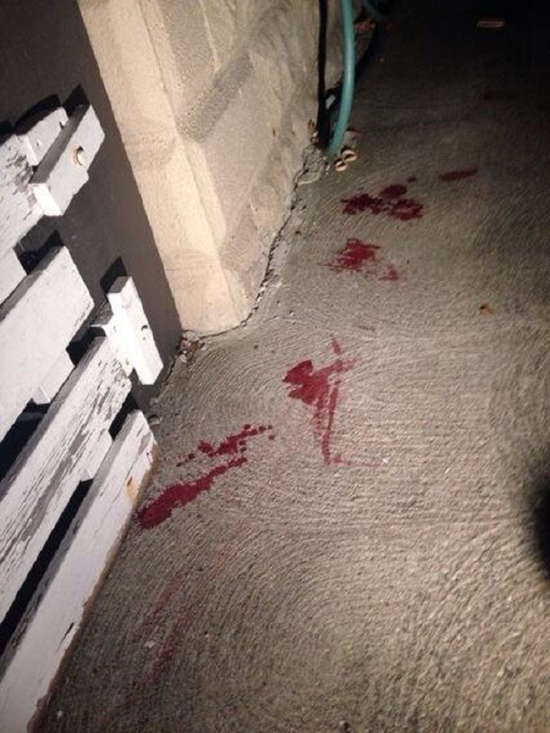 Blood stains can be seen on the cement near Windermere Road in Windsor, Ont., on Wednesday, Oct. 24, 2013. (Stefanie Masotti / CTV Windsor)