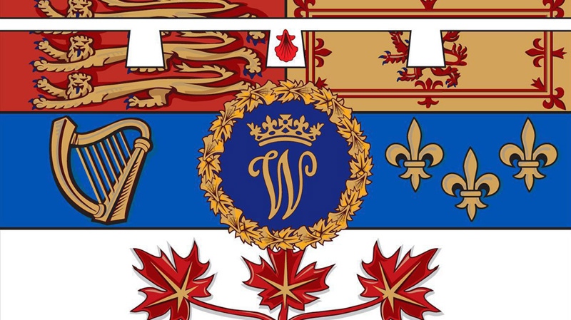 This artist's rendering provided by the Canadian government shows the design of the personal flag to be used by Prince William, the Duke of Cambridge, while he is on his visit to Canada. (AP Photo/The Canadian Press, Government of Canada)