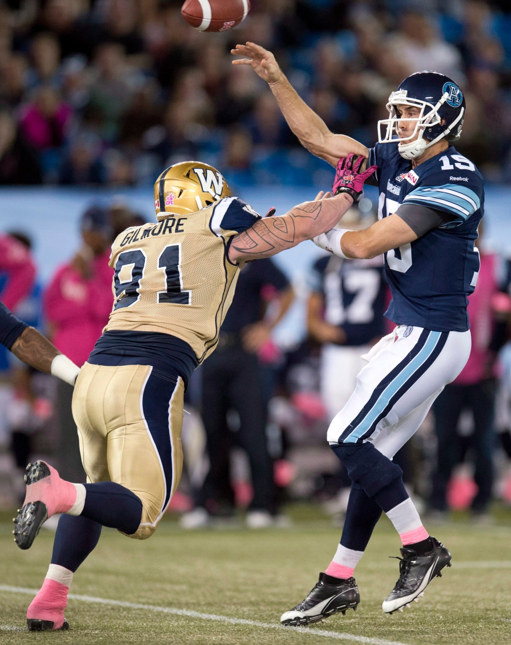 Ricky Ray during game in Toronto