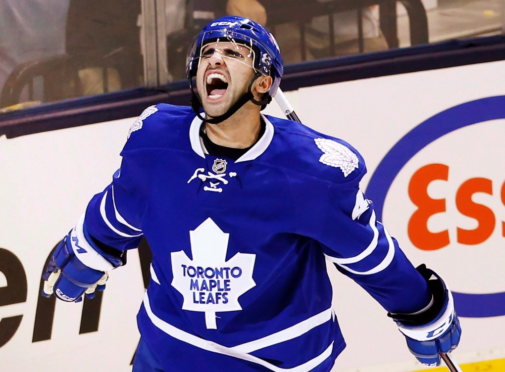 Toronto Maple Leafs' Nazem Kadri celebrates his go