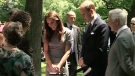 The Duke and Duchess of Cambridge speak to a terminally-ill man who made a request to meet the royal couple at Rideau Hall in Ottawa on Saturday, July 02, 2011.