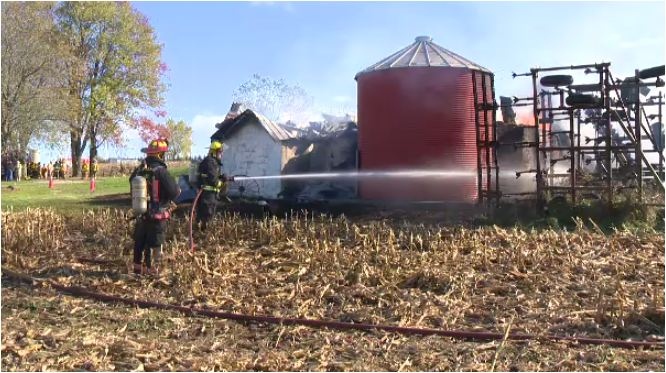 Barn destroyed by fire near Drayton on Oct. 28.
