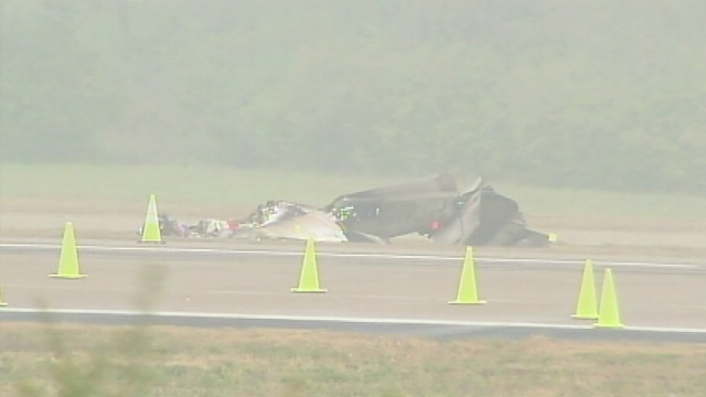The wreckage of a small plane is seen in Nashville, Tenn. on Tuesday, Oct. 29, 2013 in this photo courtesy WSMV.