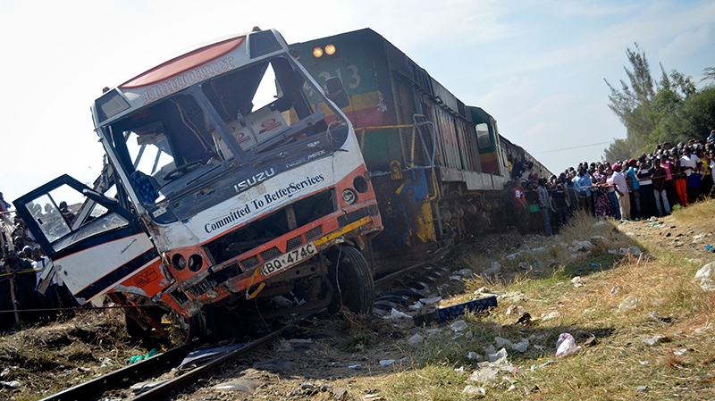 Bus and train crash in Nairobi, Kenya