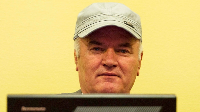 Former Bosnian Serb military chief Ratko Mladic sits in the court room during his further initial appearance at the U.N.'s Yugoslav war crimes tribunal in The Hague, Netherlands, Monday, July 4, 2011. (AP / Valerie Kuypersl)