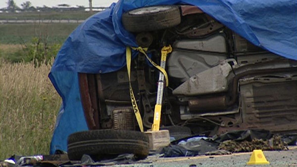 A man was killed in a single vehicle rollover on Highway 417 in west Ottawa, Tuesday, July 5, 2011. 