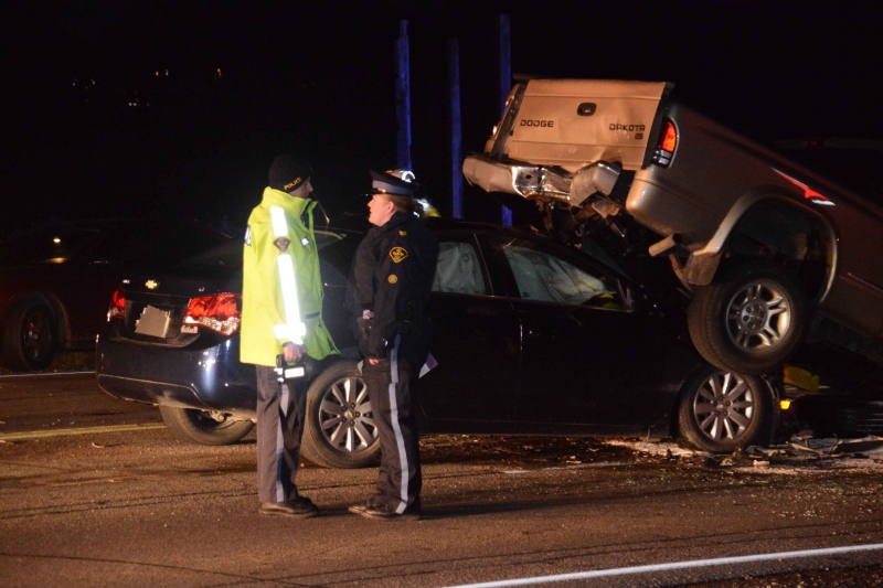 The scene of a fatal, three-vehicle crash in Hamilton is pictured Saturday November 2, 2013. (Andrew Collins/CP24)
