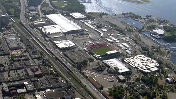 The annual Toronto Honda Indy race has roared into town and that means drivers in the city will have to grit their teeth as more road closures are in effect. Aerial view of the Exhibition Grounds are seen from the CTV News helicopter, Friday, July 8, 2011.
