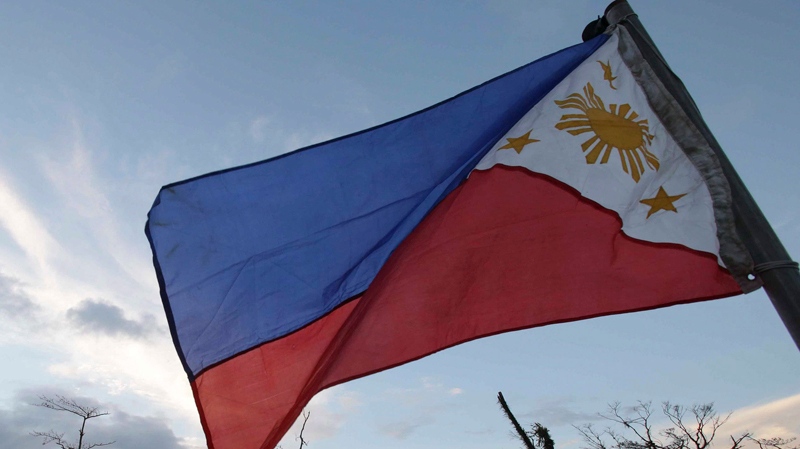 Philippines flag in Tacloban city, Nov. 9, 2013