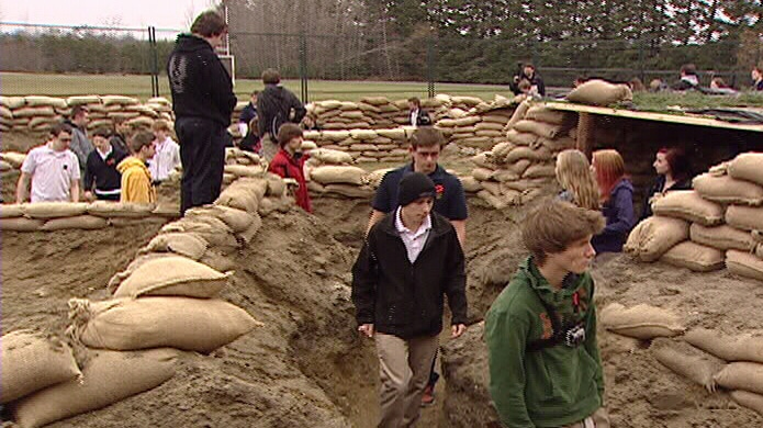 Replica trench dug by high school students