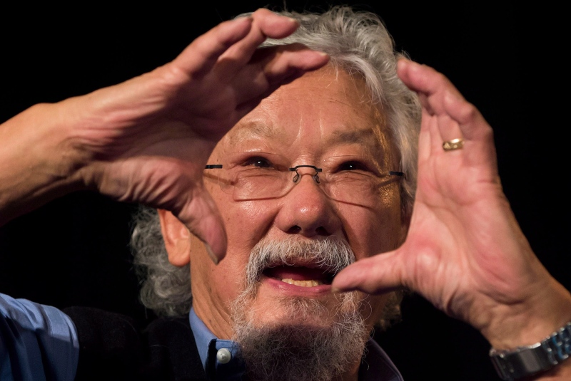 David Suzuki gestures as he speaks at the Clean Energy B.C. annual conference in Vancouver, B.C., on Monday October 29, 2012. (Darryl Dyck / THE CANADIAN PRESS)