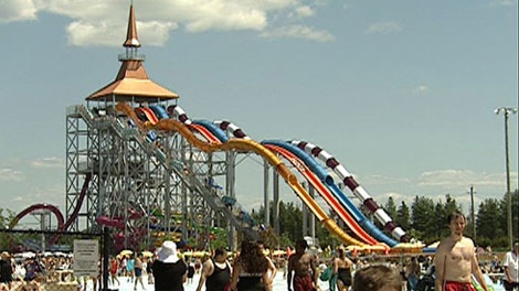 Summit Tower at Calypso Waterpark is one of the tallest free-standing waterslide towers in North America.
