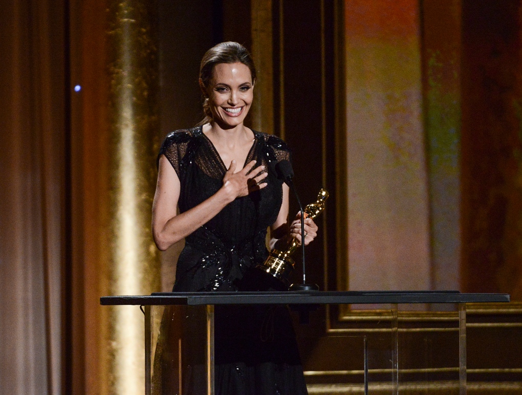 Angelina Jolie accepts honourary Oscar