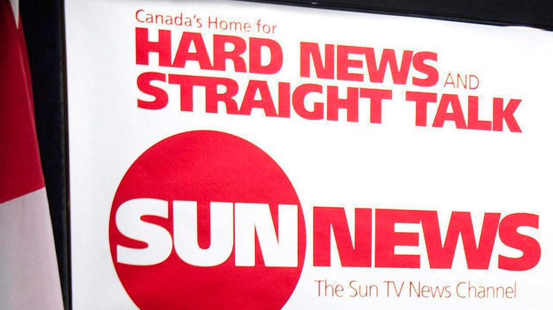 The Sun TV News Channel logo is displayed during a news conference in Toronto, June 15, 2010. 