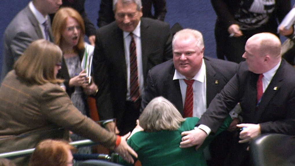 Mayor Ford knocks over councillor