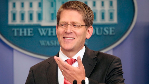 White House Press Secretary Jay Carney is seen during his daily news briefing at the White House in Washington, Wednesday, July, 20, 2011. (AP / Pablo Martinez Monsivais)