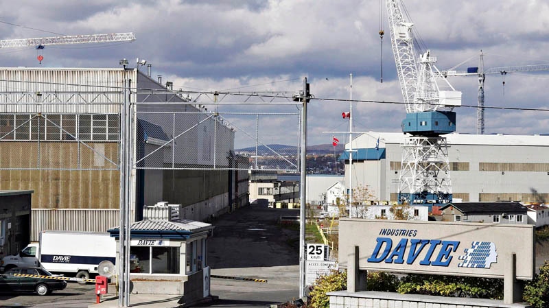 The entrance of the Davie shipyard in Levis, Que., is shown on Oct. 13, 2006. Quebec's Davie Yards has been saved once again after a Quebec Superior Court judge approved a deal to sell the shipbuilder to Ontario's Upper Lakes Group, Thursday July 21, 2011. (THE CANADIAN PRESS/Jacques Boissinot)