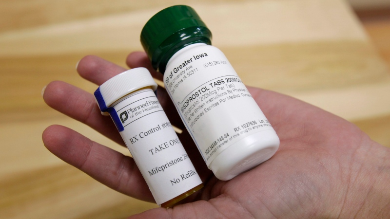 Bottles of the abortion-inducing drug RU-486, known in Canada as Mifegymiso, are shown in this 2010 file photo in Des Moines, Iowa. (AP / Charlie Neibergall)