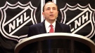 NHL Commissioner Gary Bettman speaks during a news conference, Wednesday, Jan. 9, 2013, in New York. The NHL says it has reached a 12-year, $5.2-billion agreement with Rogers for the league's broadcast and multimedia rights.  (AP / Frank Franklin II)