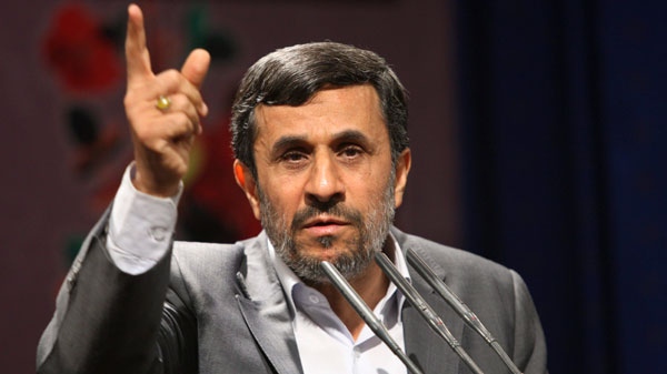 Iranian President Mahmoud Ahmadinejad, gestures, as he delivers his speech, after unveiling a five-volume book set containing "Documents on the Allied Occupation of Iran during World War II", at the presidency compound in Tehran, Iran, Wednesday, July 20, 2011. (AP / Vahid Salemi)