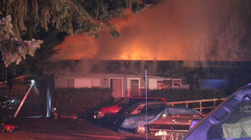 A fire at a fourplex in Langley killed one person and injured two others Thursday night. Nov. 28, 2013. (CTV)