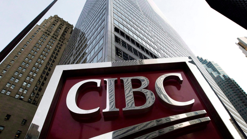 A CIBC sign in is shown in Toronto's financial district Feb. 26, 2009. (The Canadian Press/Nathan Denette)