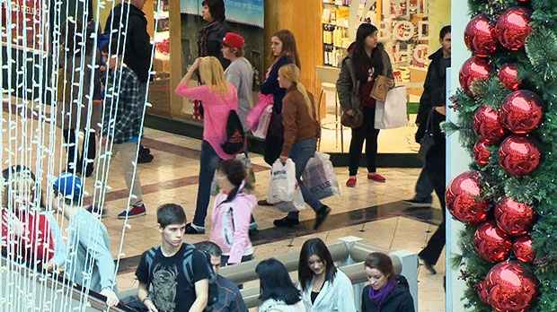 Holiday shopping in a mall