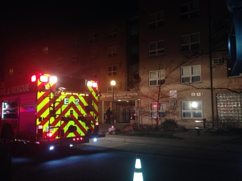 Windsor fire crews battled a blaze at Ken Gerard Senior’s Apartment, where a body was discovered Thursday, Dec. 6. (Stefanie Masotti/ CTV Windsor)