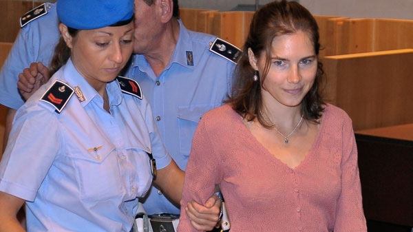 American student Amanda Knox arrives for a hearing of her appeals murder trial, in Perugia, Italy, Saturday, July 30, 2011. (AP / Stefano Medici)