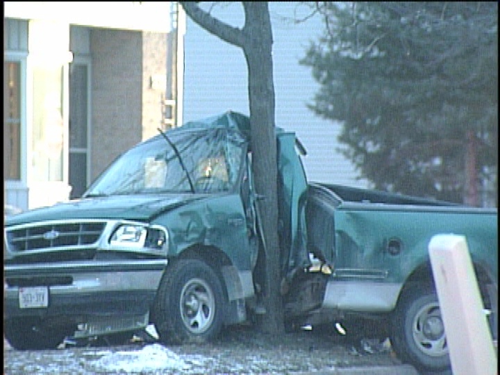 A truck crash fatally injured the driver in London, Ont. on Wednesday, Dec. 11, 2013.