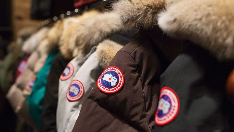 Garments on display at the Canada Goose Inc. showroom in Toronto on Nov. 28, 2013. (Aaron Vincent Elkaim / THE CANADIAN PRESS)