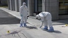 Ottawa police inviestigate the scene of a homocide on Rideau Street Sunday, August 1, 2011.