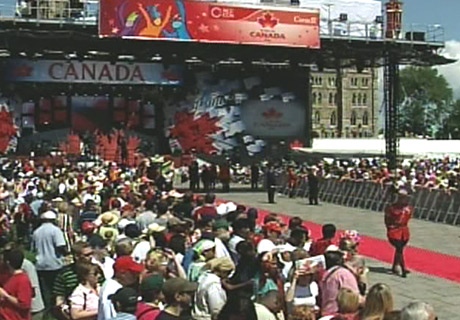 Thousands of Canadians gather at Parliament Hill in Ottawa to celebrate Canada Day on Tuesday, July 1, 2008.