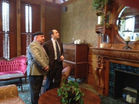 Shmuel Farhi, left, speaks with CTV's Nick Paparella at the Idlewyld Inn in London, Ont. on Friday, Dec. 13, 2013.