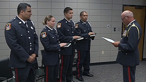 It�s a good day for three of Regina�s newest police officers. They were sworn into the Regina Police Service Friday morning. 
