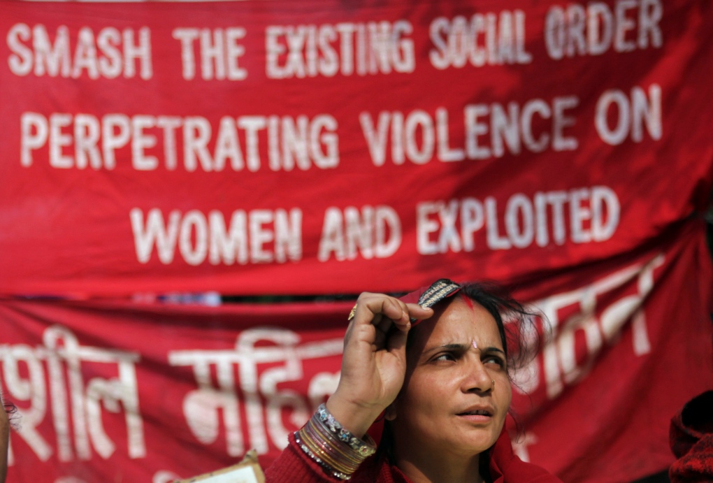 Protest marking anniversary of Delhi gang rape