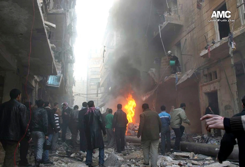 Air raid attack in Aleppo, Syria