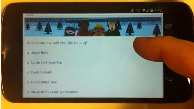 Simply Google the term "let's go caroling" on any Apple or Android phone or tablet (Photo: YouTube)
