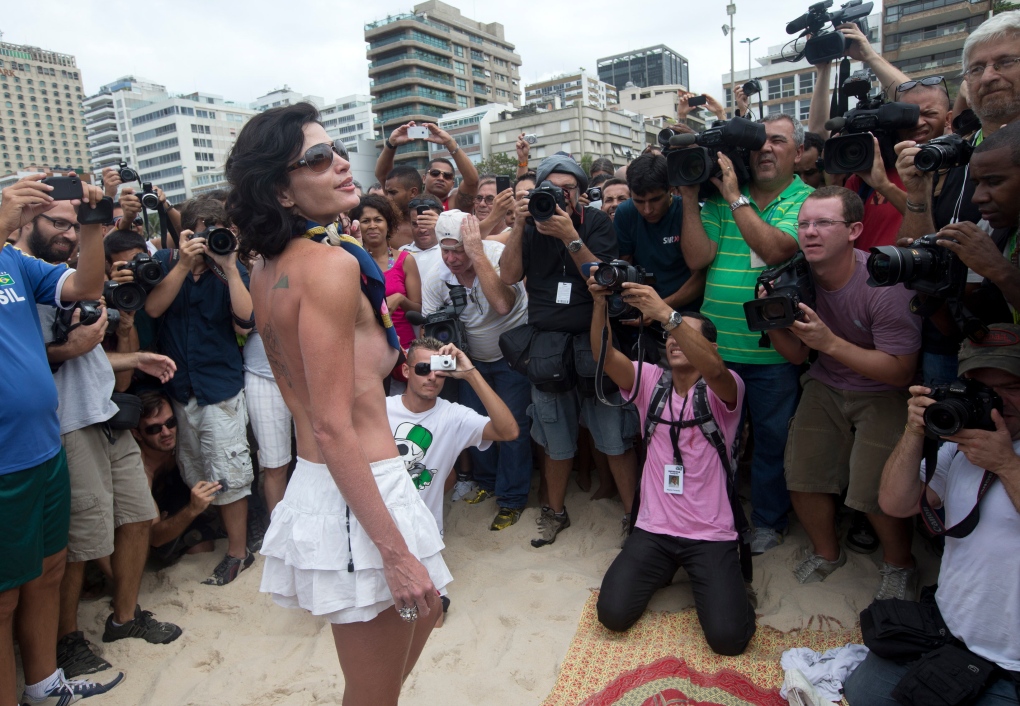 Topless protest in Rio de Janeiro, Brazil