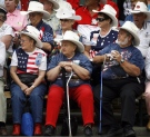 Thousands came out to enjoy the annual Calgary Stampede, including these seniors from the United States, Friday, July 4, 2008. (Jeff McIntosh / THE CANADIAN PRESS)