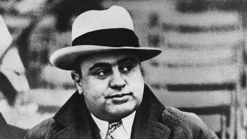In this file photo taken Jan. 19, 1931, mobster Al Capone is photographed at a football game. 