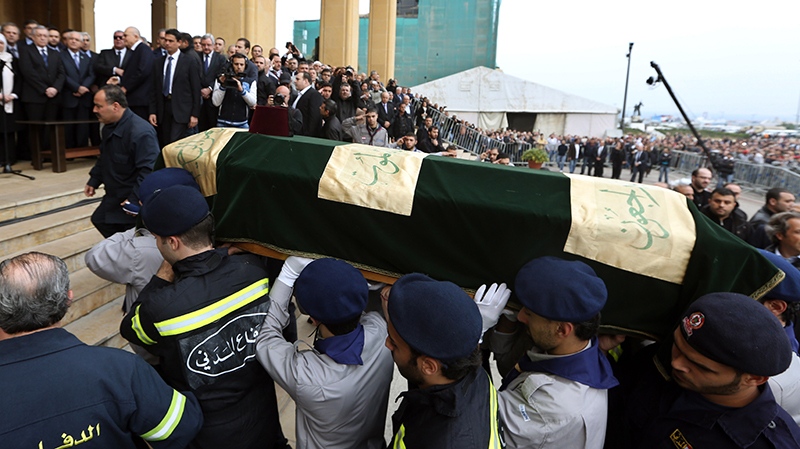 Mohammed Chatah funeral procession in Beirut