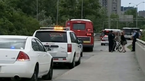 The Transitway was briefly shut down after a man was hit by a bus Monday, August 15, 2011.