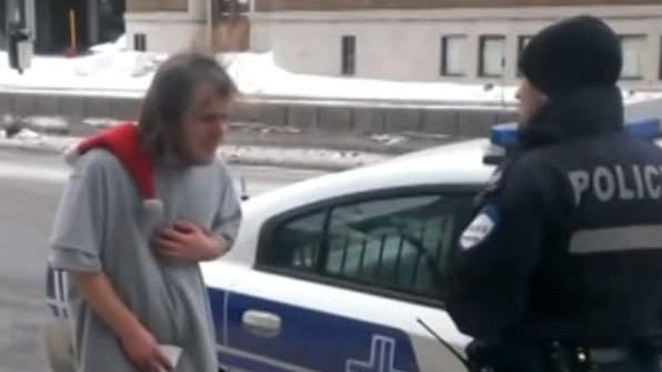 Officer threatens homeless man
