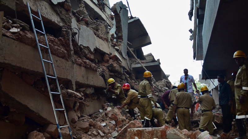 Collapsed building in Canacona, India