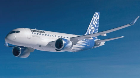 A Bombardier C100, part of the CSeries family, is seen in this image courtesy Bombardier Aerospace.