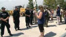 Residents in Clarington, Ont. protest the opening of a nw garbage incinerator on Wednesday, Aug. 17, 2011.