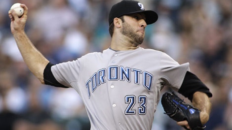 Toronto Blue Jays starting pitcher Brandon Morrow throws in the second inning of a baseball game against the Seattle Mariners, Wednesday, Aug. 17, 2011, in Seattle. (AP Photo/Ted S. Warren)
