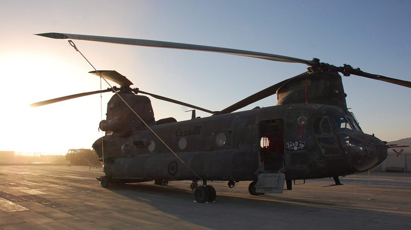 A Canadian CH-47D Chinook helicopter